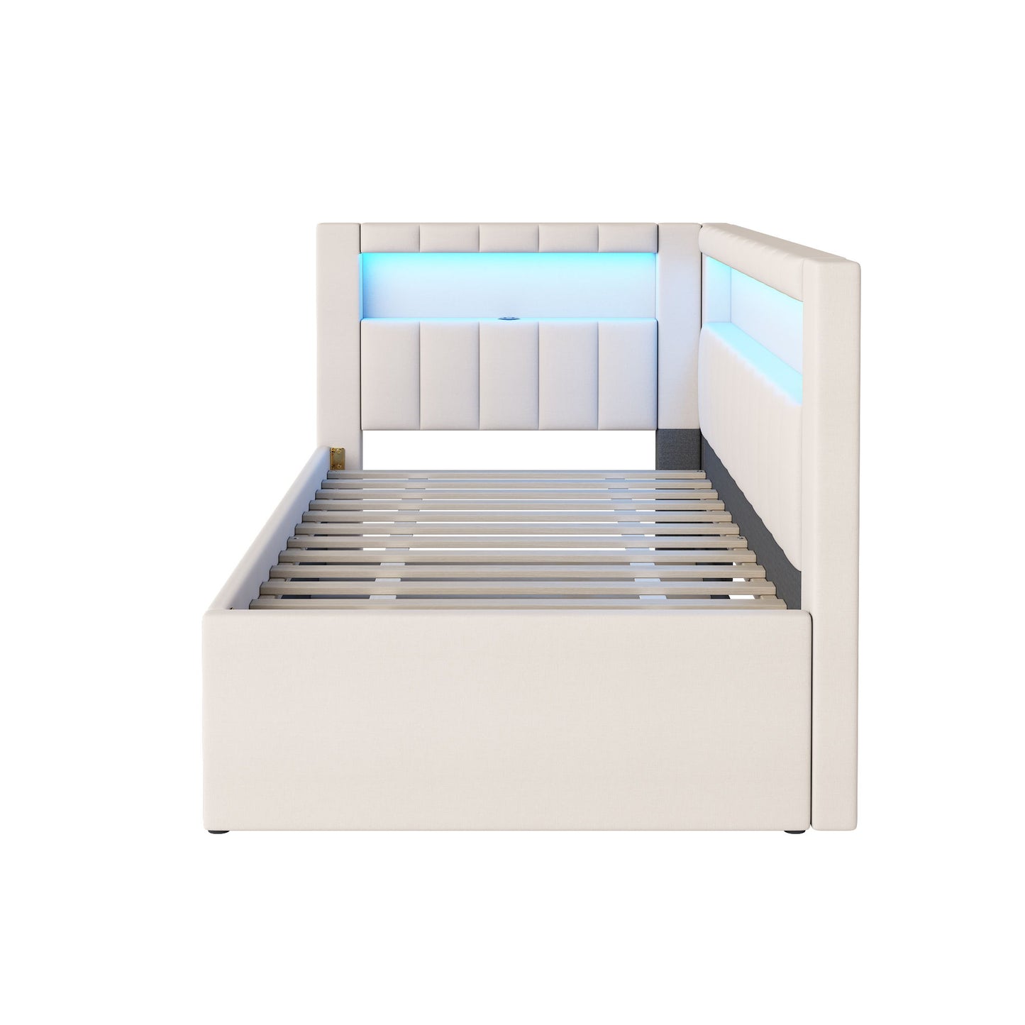 Upholstered Platform Bed With USB Ports And LED Belt - The Sleep Loft - Online Mattress Showroom NYC