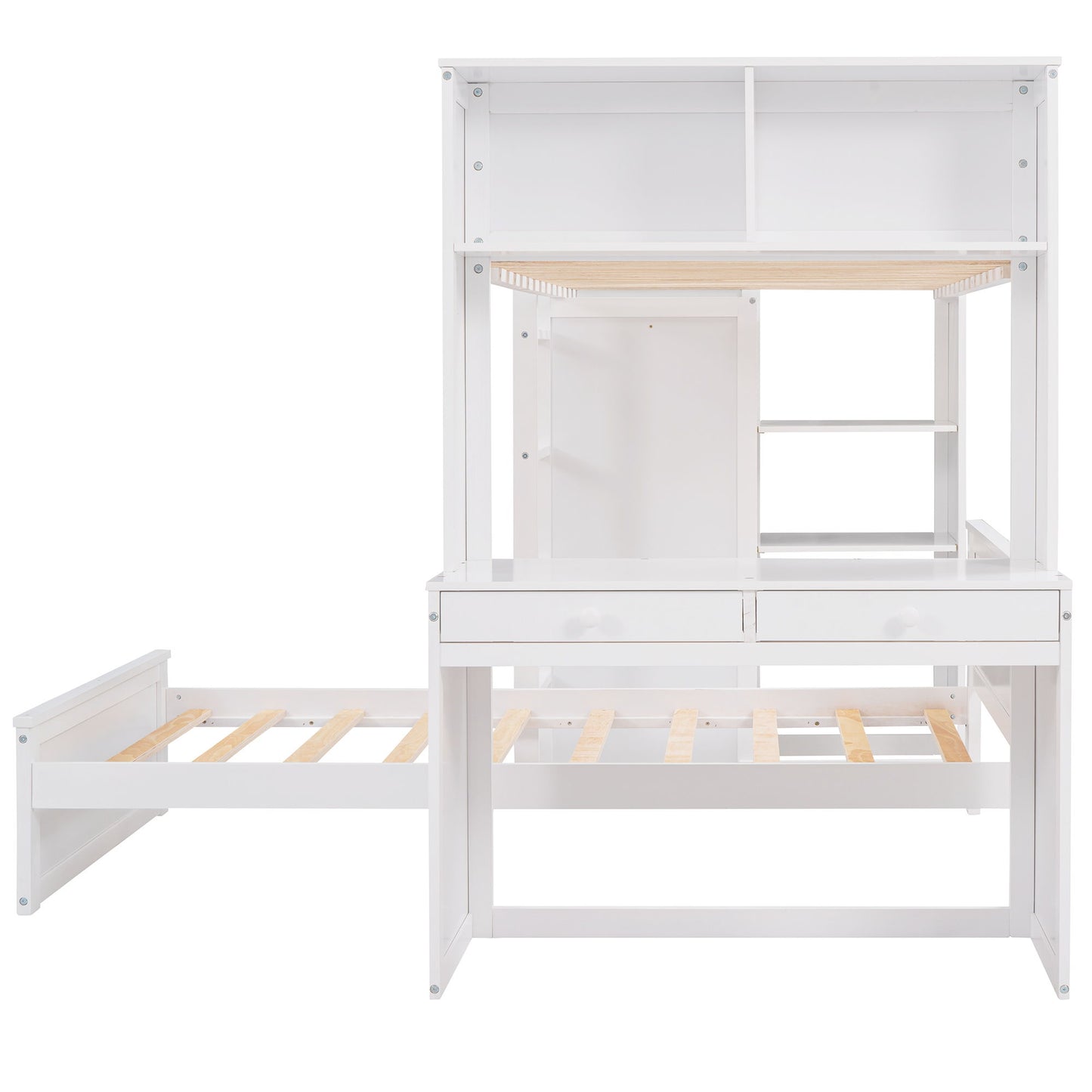 Loft Bed With A Stand Alone Bed, Shelves, Desk, And Wardrobe - The Sleep Loft - Online Mattress Showroom NYC