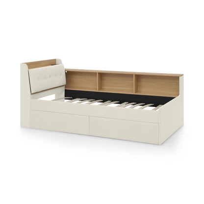 Upholstered Daybed With Storage Headboard, Wireless Charging, LED Lights - The Sleep Loft - Online Mattress Showroom NYC