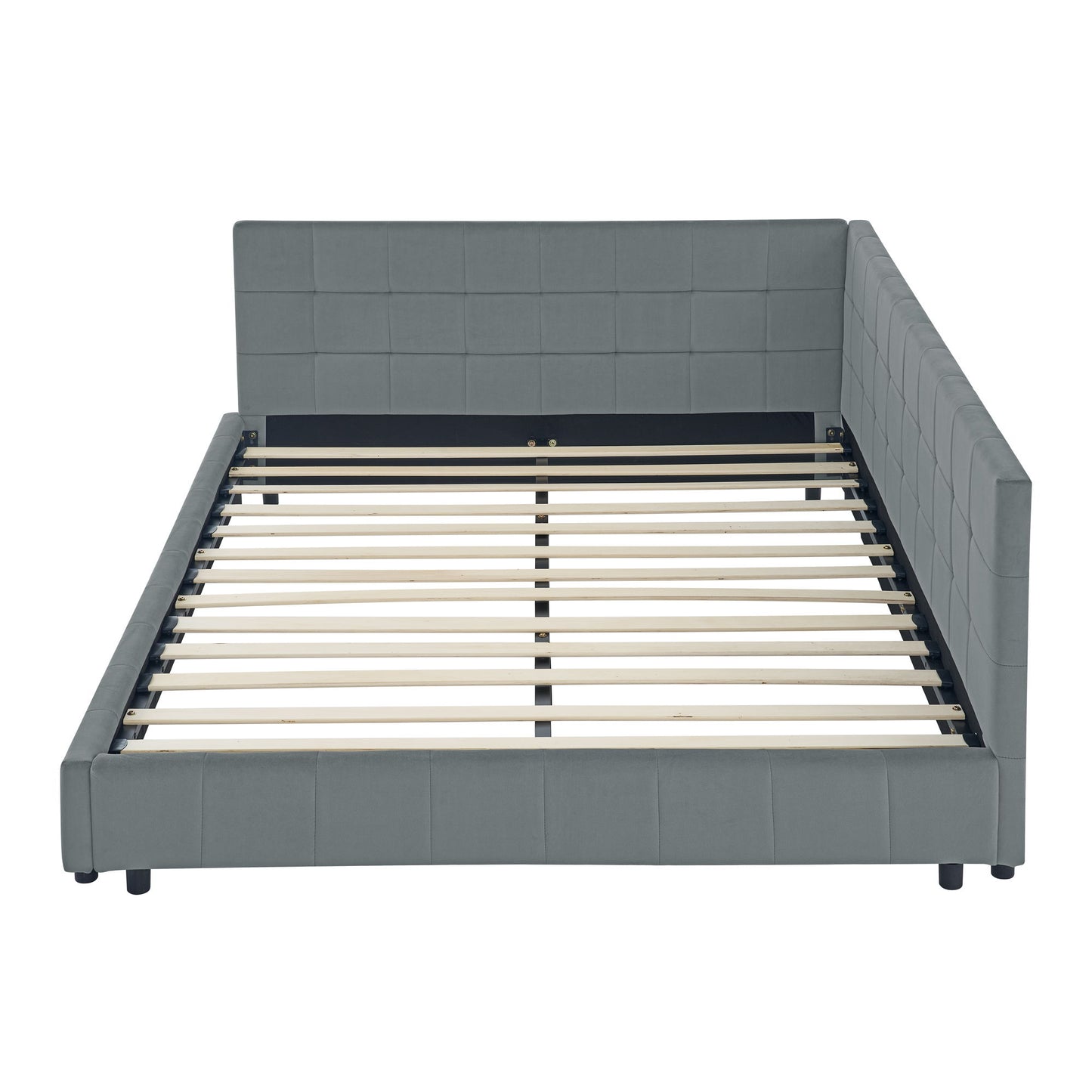 Mid-Century Storage Upholstered Tufted Bed Frame With Backrest And Armrests - The Sleep Loft - Online Mattress Showroom NYC