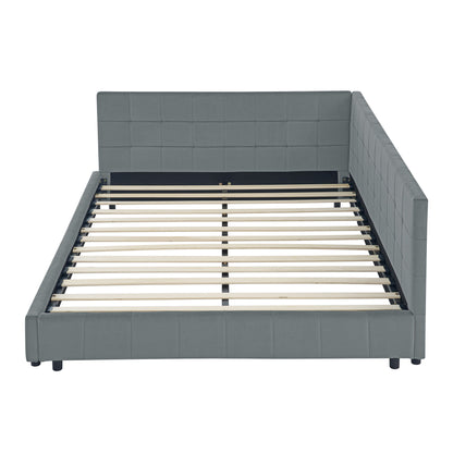 Mid-Century Storage Upholstered Tufted Bed Frame With Backrest And Armrests - The Sleep Loft - Online Mattress Showroom NYC