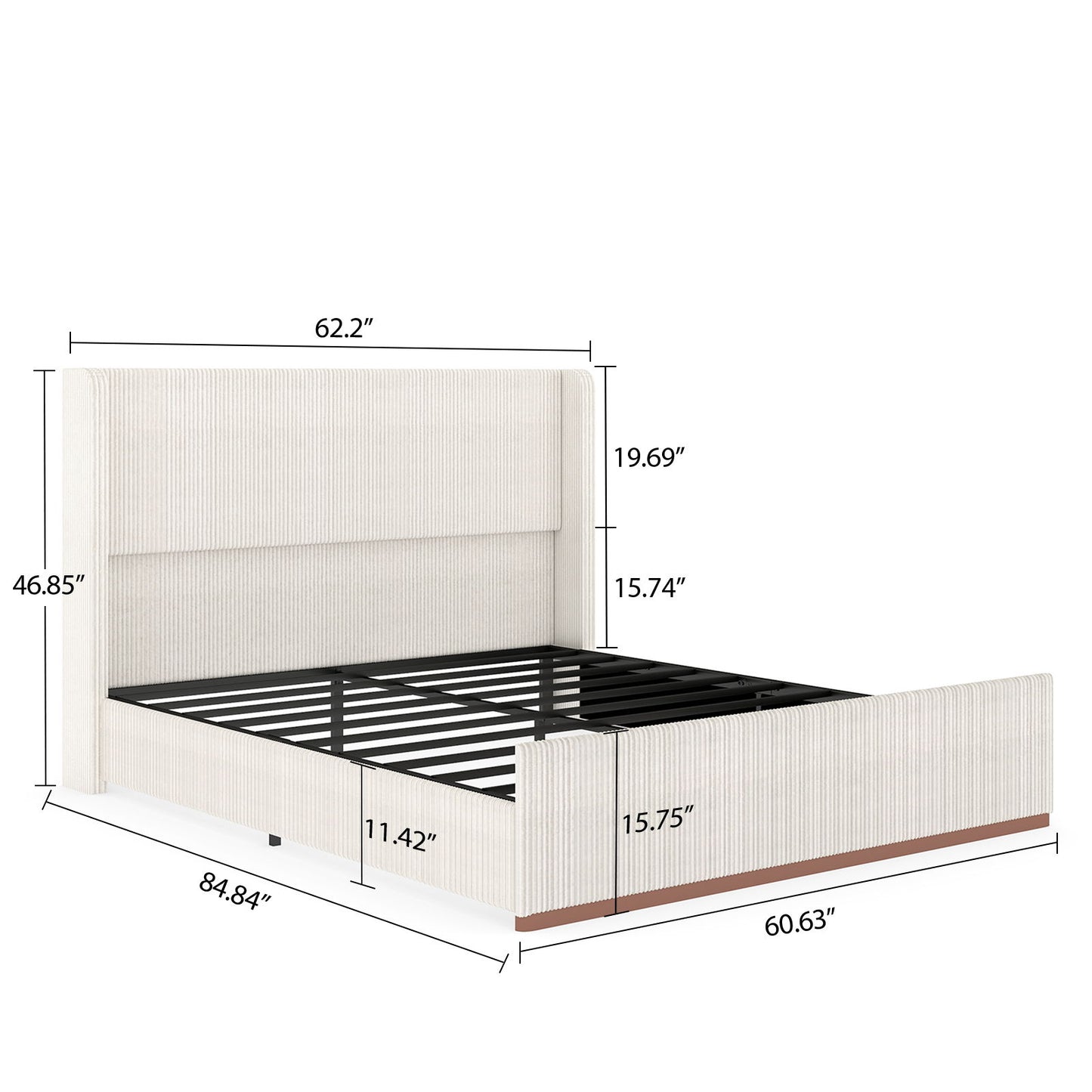 Upholstered Bed Frame With Luxury Wingback Headboard - The Sleep Loft - Online Mattress Showroom NYC