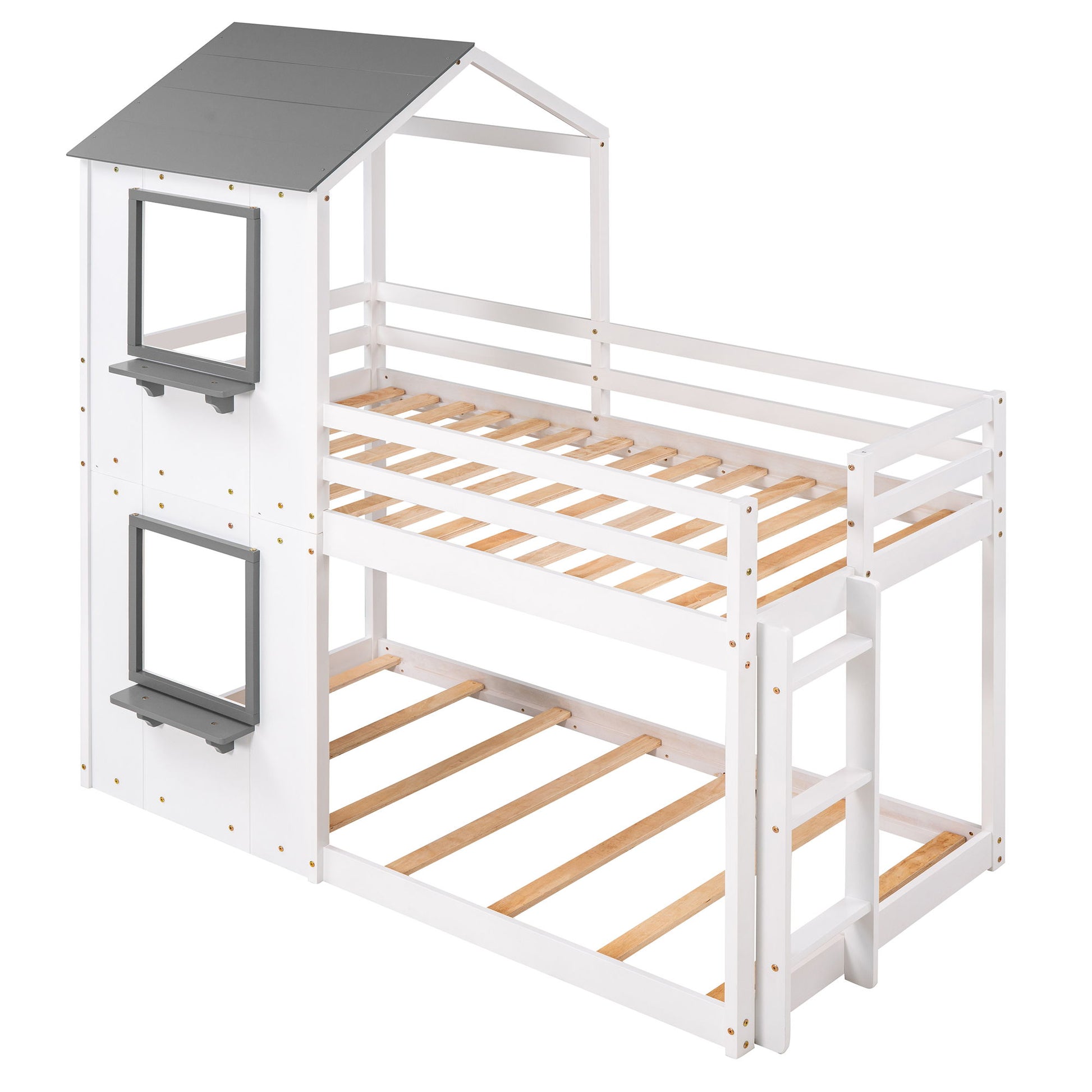Bunk Bed Wood Bed & Roof, Window, Guardrail, Ladder - The Sleep Loft - Online Mattress Showroom NYC