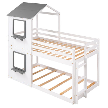 Bunk Bed Wood Bed & Roof, Window, Guardrail, Ladder - The Sleep Loft - Online Mattress Showroom NYC