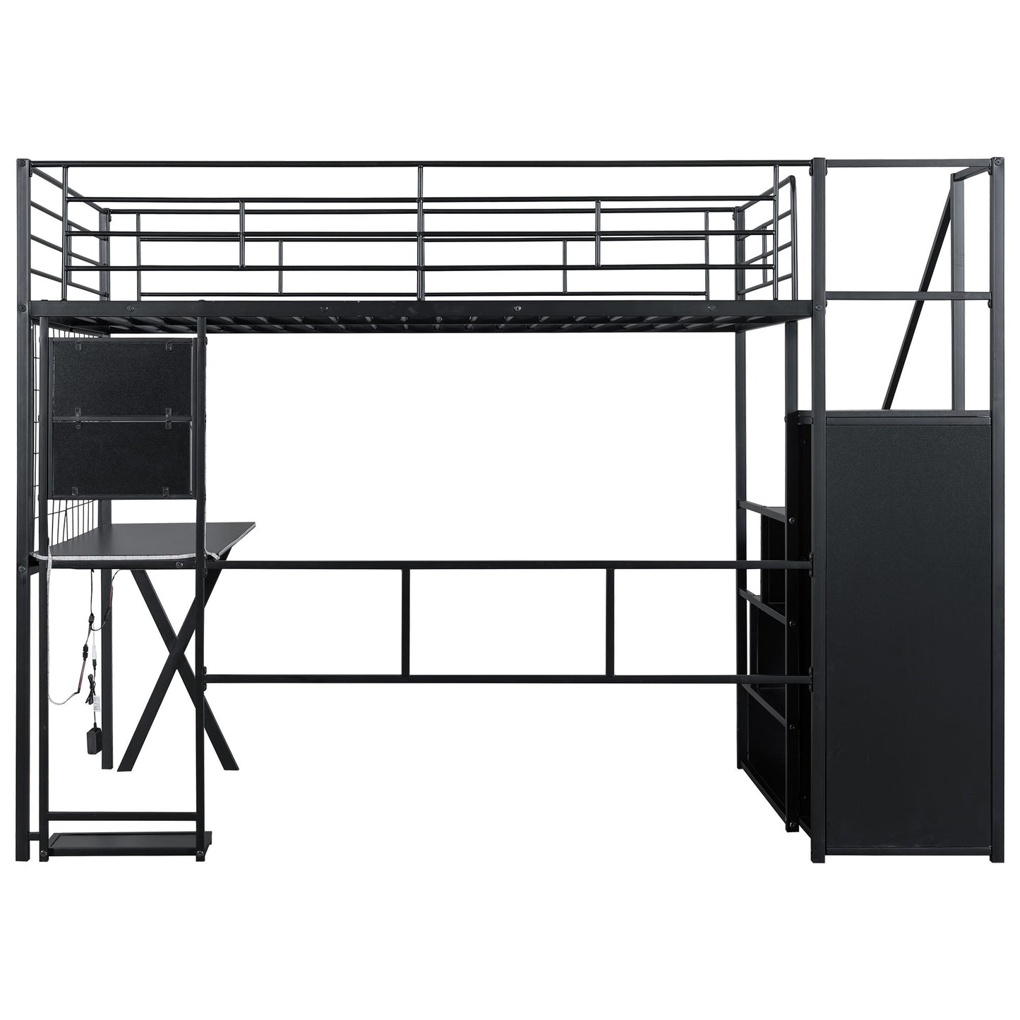 Loft Bed With Built In Work Station, Wardrobe, Storage Staircase And LED - The Sleep Loft - Online Mattress Showroom NYC
