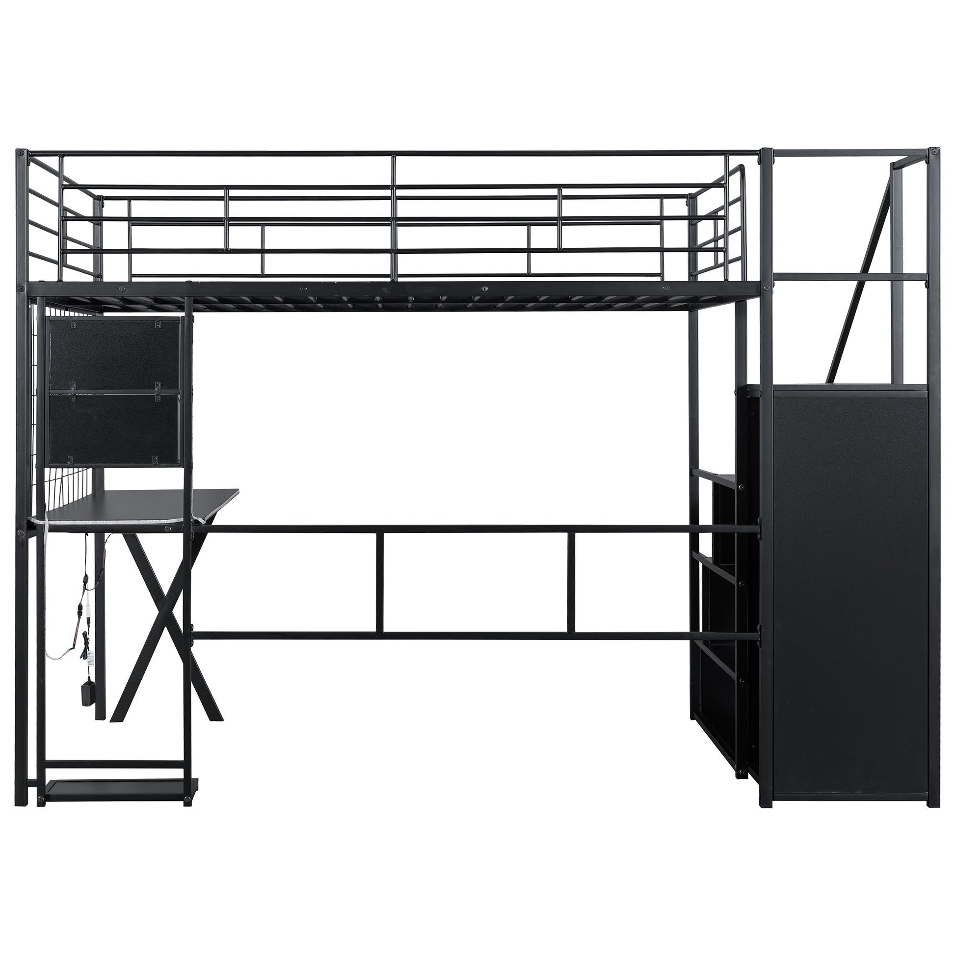Loft Bed With Built In Work Station, Wardrobe, Storage Staircase And LED - The Sleep Loft - Online Mattress Showroom NYC