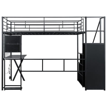 Loft Bed With Built In Work Station, Wardrobe, Storage Staircase And LED - The Sleep Loft - Online Mattress Showroom NYC