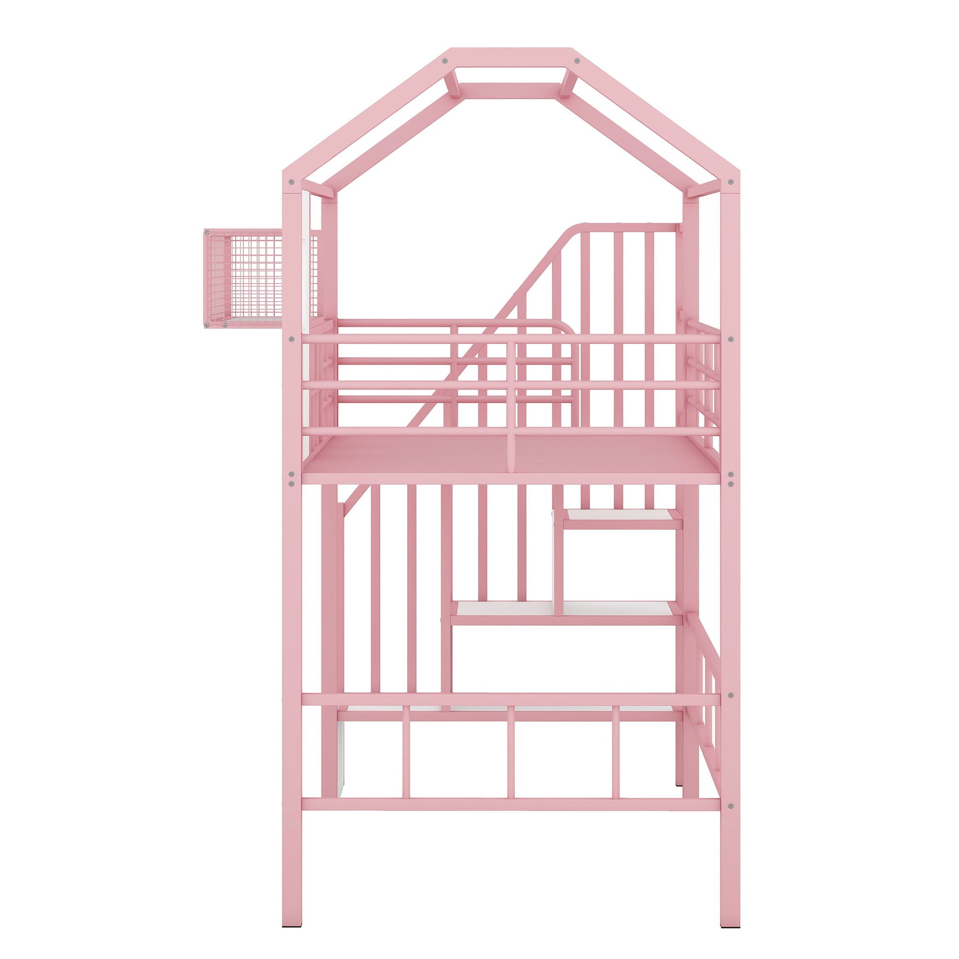 Metal Loft Bed With Roof Design And Storage Box With Guardrails And Integrated Ladder - The Sleep Loft - Online Mattress Showroom NYC