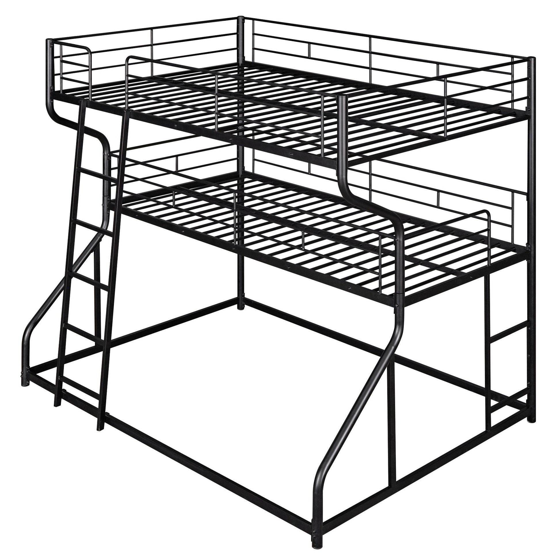 Industrial Triple Bunk Bed With Dual Ladders Frame, Space Saving Design - The Sleep Loft - Online Mattress Showroom NYC