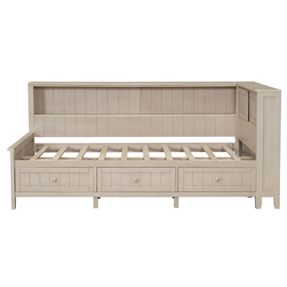 Daybed With Storage Shelves And 3 Drawers - The Sleep Loft - Online Mattress Showroom NYC