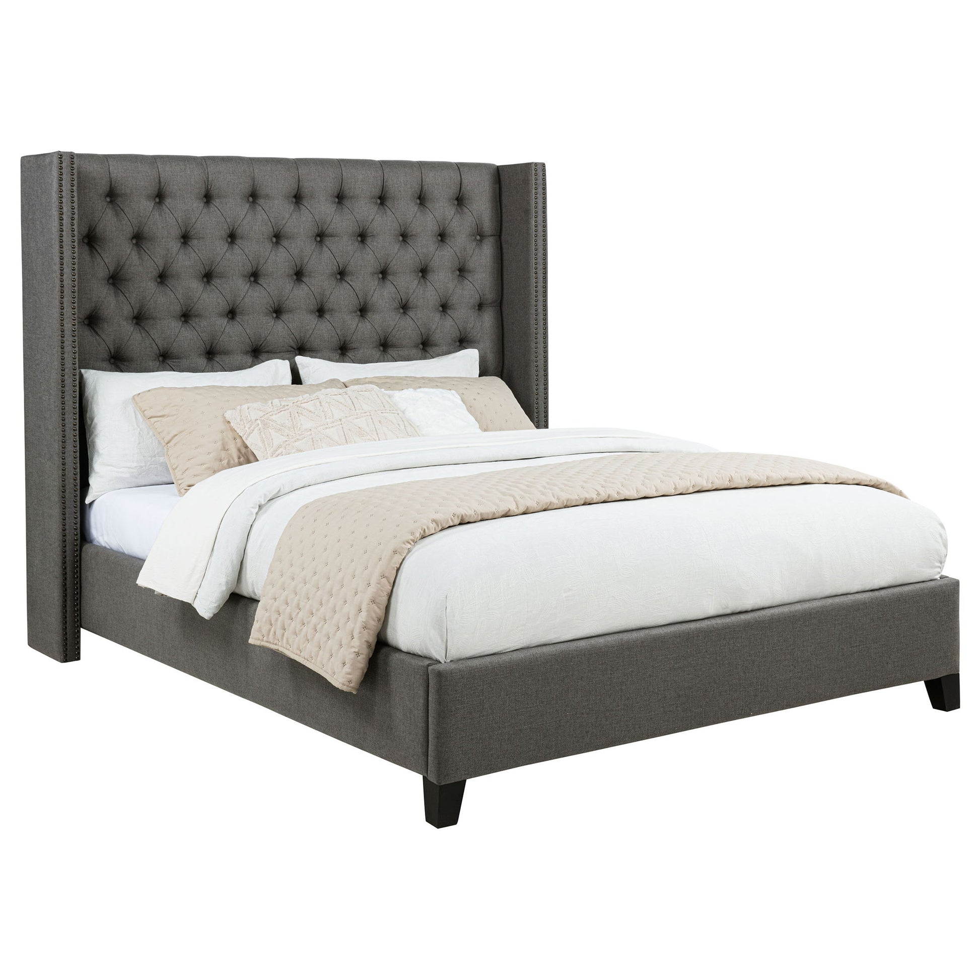 Lendra - Upholstered Wingback Bed With Tufted Headboard - The Sleep Loft - Online Mattress Showroom NYC