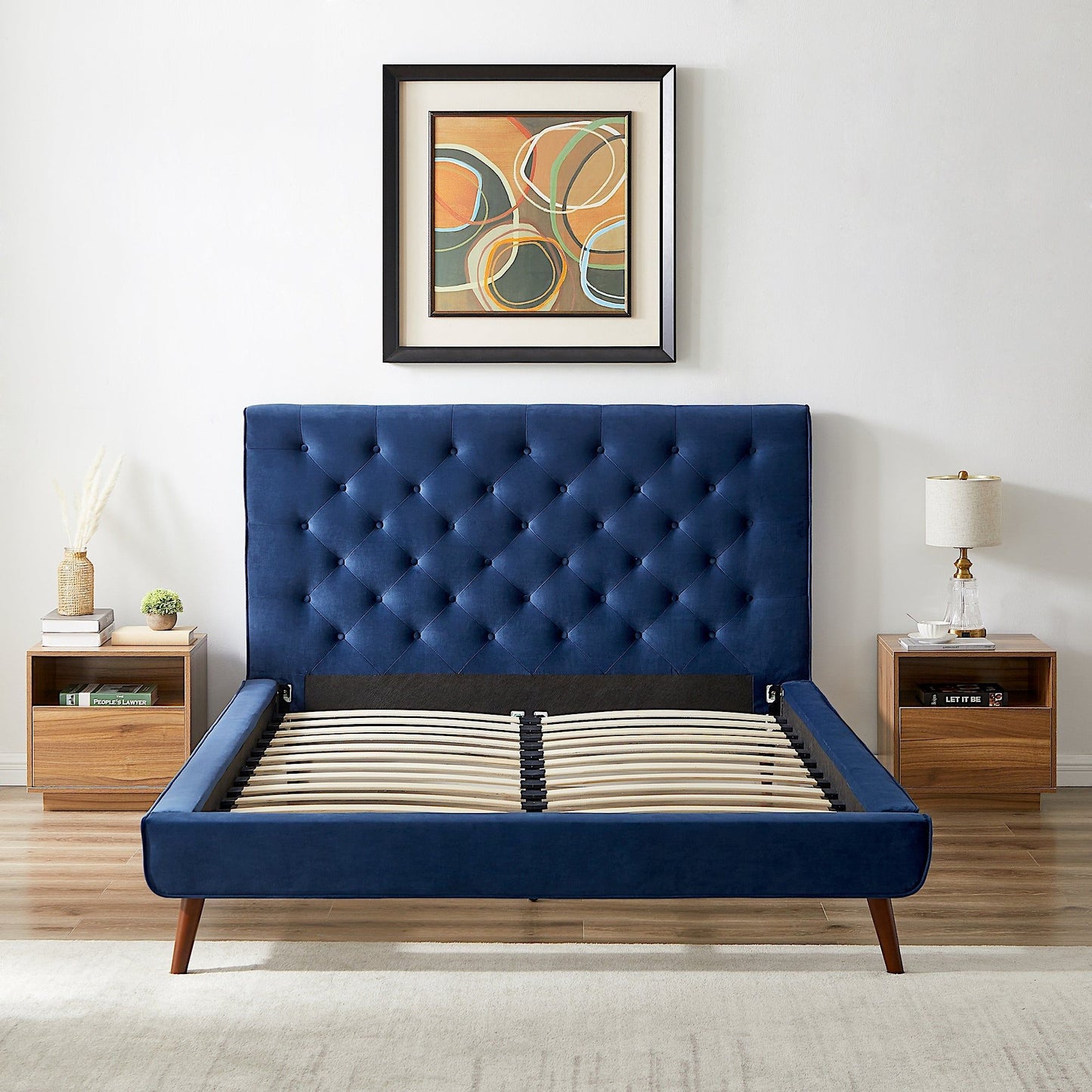 Dillon - Mid-Century Velvet Platform Bed - The Sleep Loft - Online Mattress Showroom NYC