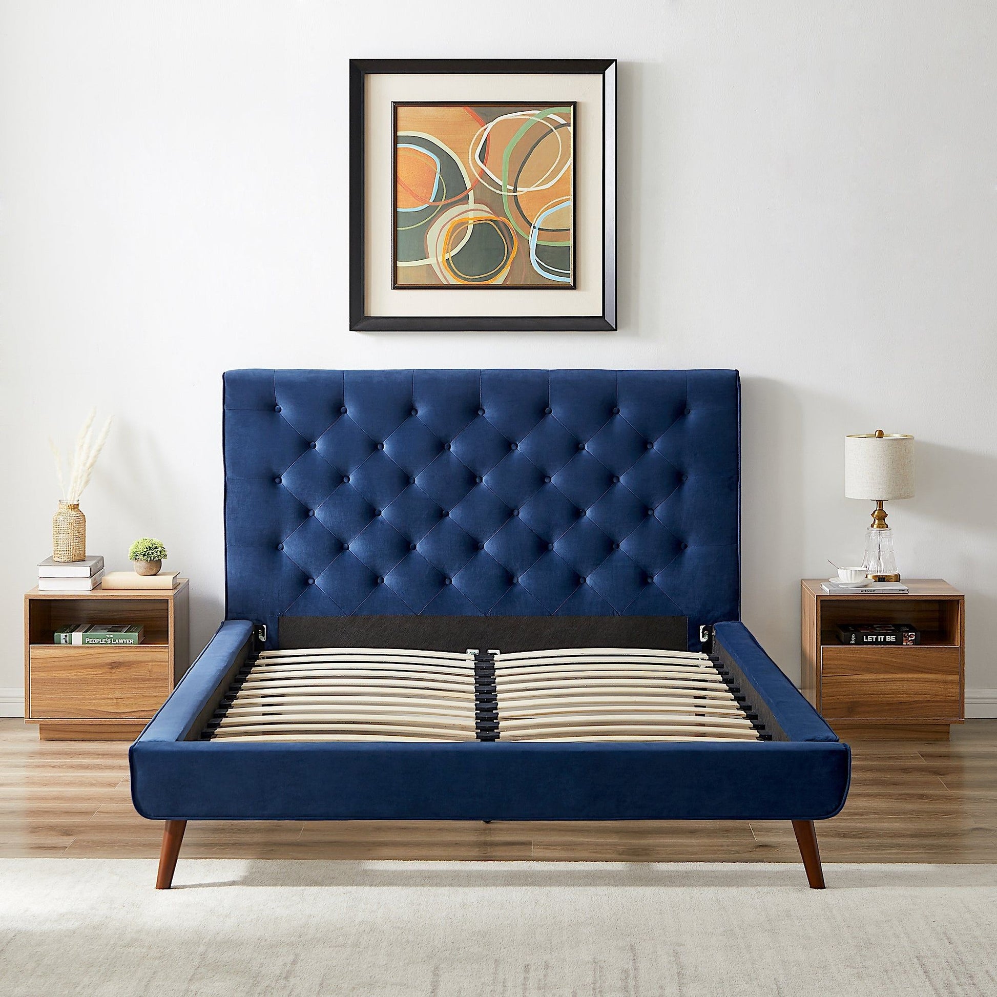 Dillon - Mid-Century Velvet Platform Bed - The Sleep Loft - Online Mattress Showroom NYC