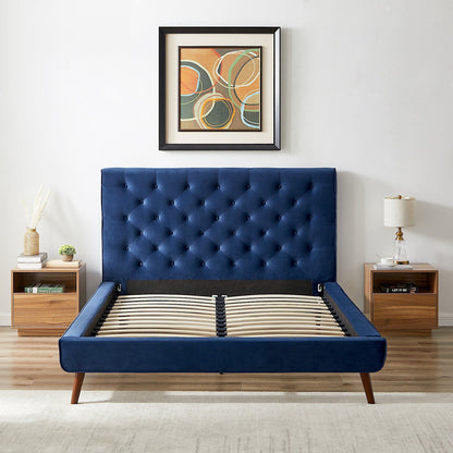 Dillon - Mid-Century Velvet Platform Bed - The Sleep Loft - Online Mattress Showroom NYC