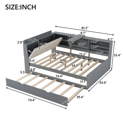 Platform Bed With Trundle, Shelves, And Storage Headboard - The Sleep Loft - Online Mattress Showroom NYC