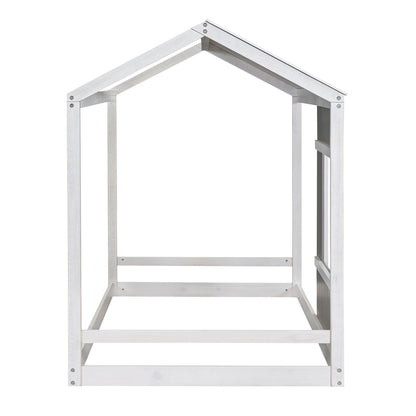 Twin Size House Platform Bed With Roof And Window - Natural / White - The Sleep Loft - Online Mattress Showroom NYC