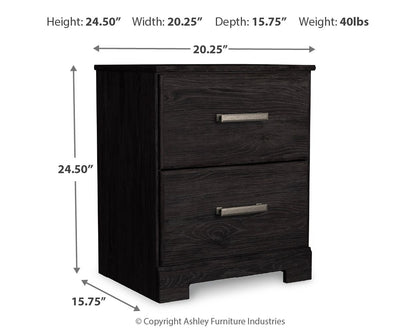 Belachime - Two Drawer Night Stand - Charcoal - The Sleep Loft - Online Mattress Showroom NYC