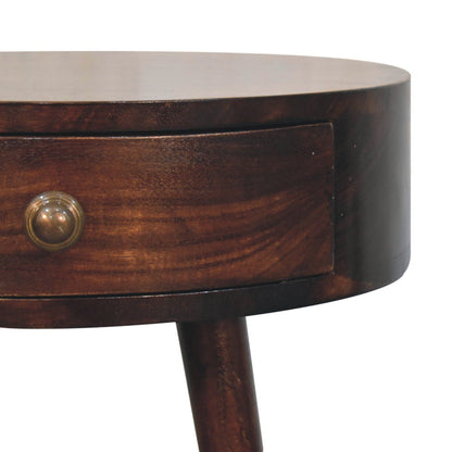 Circular Shaped Bedside Table - Walnut - The Sleep Loft - Online Mattress Showroom NYC