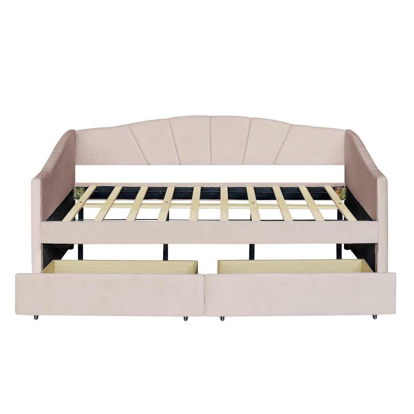 Upholstered Daybed With Two Drawers And Wood Slat - The Sleep Loft - Online Mattress Showroom NYC