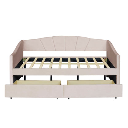Upholstered Daybed With Two Drawers And Wood Slat - The Sleep Loft - Online Mattress Showroom NYC