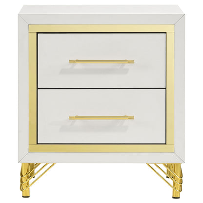 Chesney - 2 Drawer Nightstand With Trim, Bedroom Side Table - White - The Sleep Loft - Online Mattress Showroom NYC