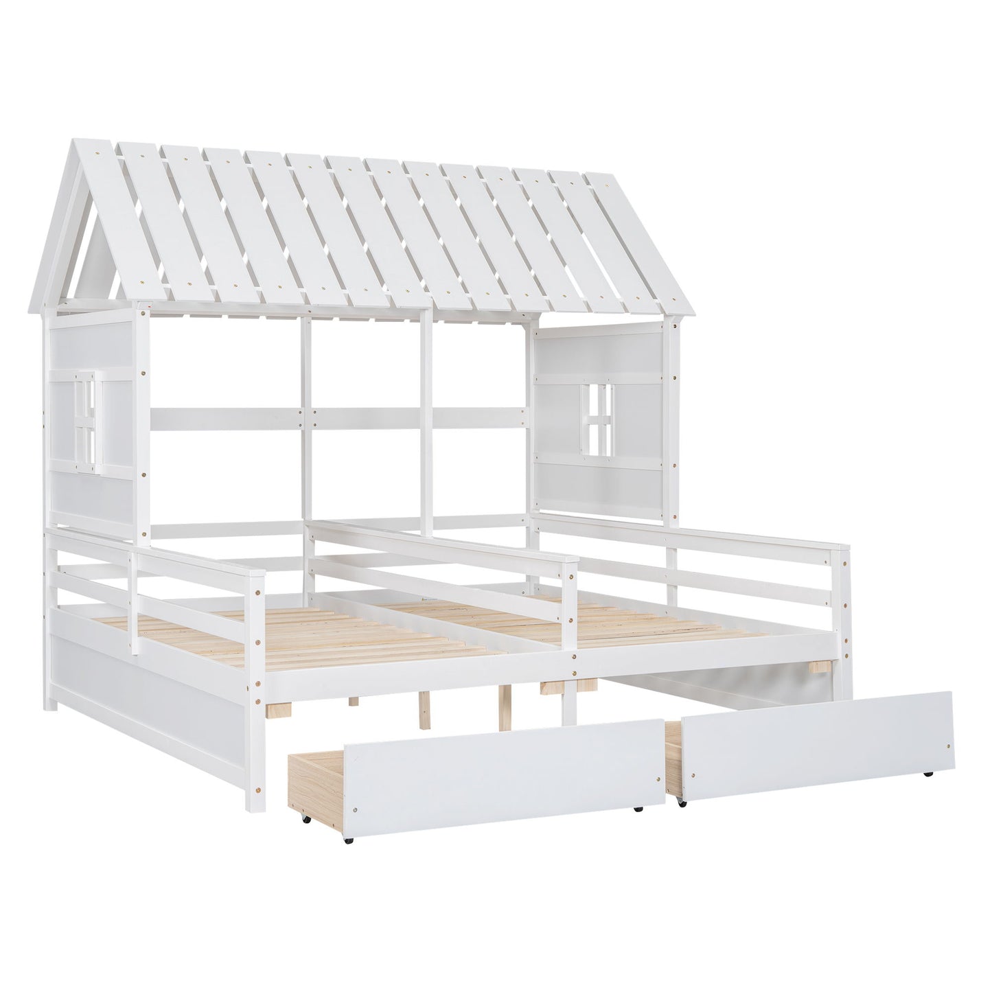 House Platform Beds With 2 Drawers, Side By Side Design - The Sleep Loft - Online Mattress Showroom NYC
