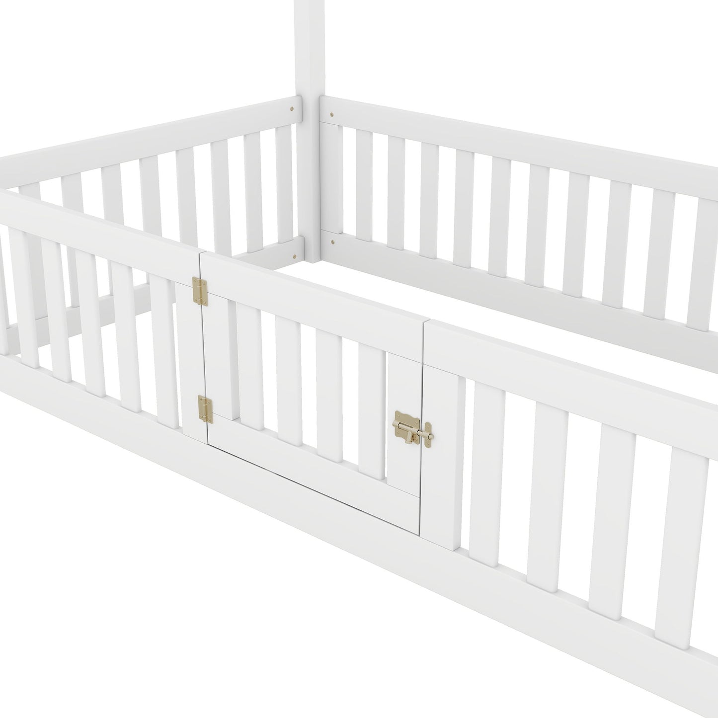 Wood House Bed With Fence And Door - The Sleep Loft - Online Mattress Showroom NYC