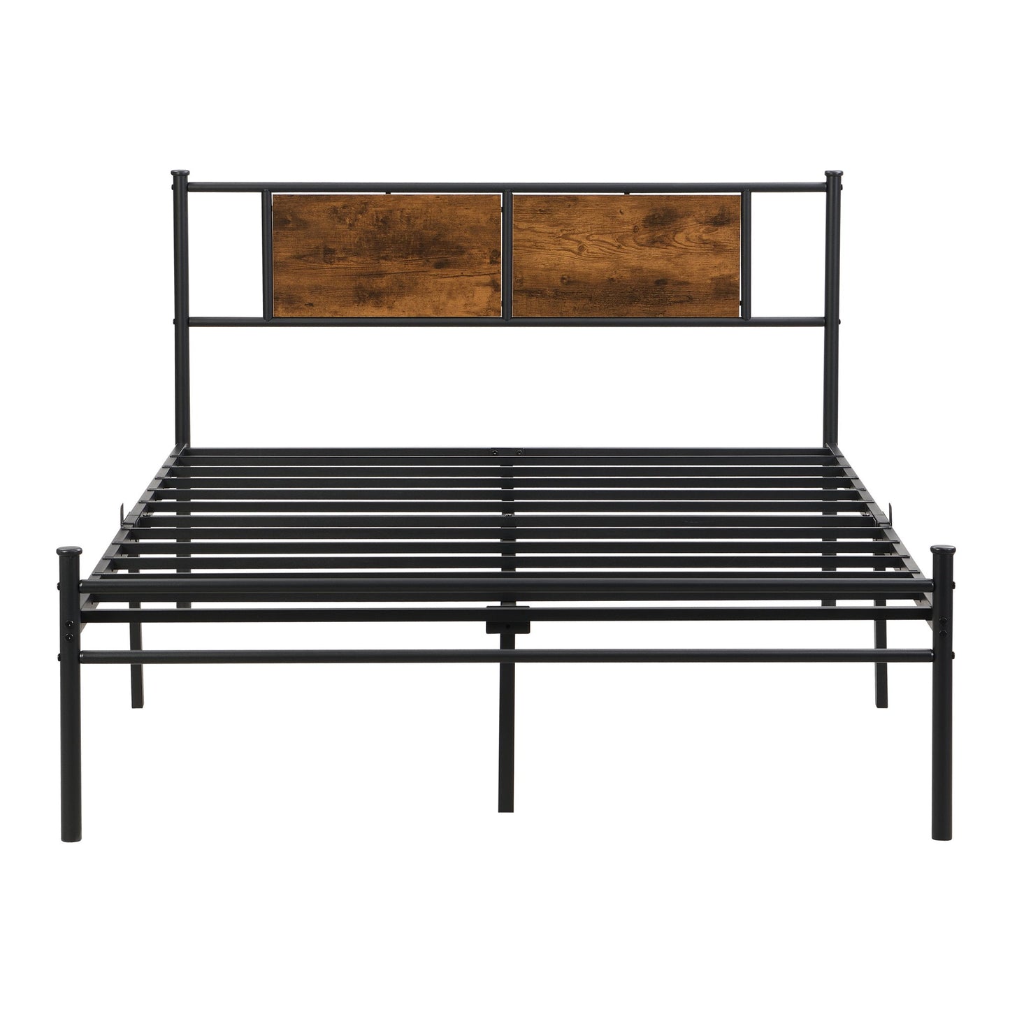 Modern Metal Bedframe With Headboard, Durable Steel Structure