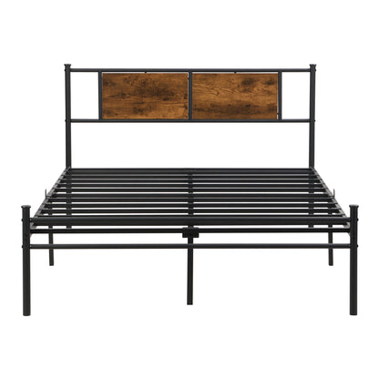 Modern Metal Bedframe With Headboard, Durable Steel Structure