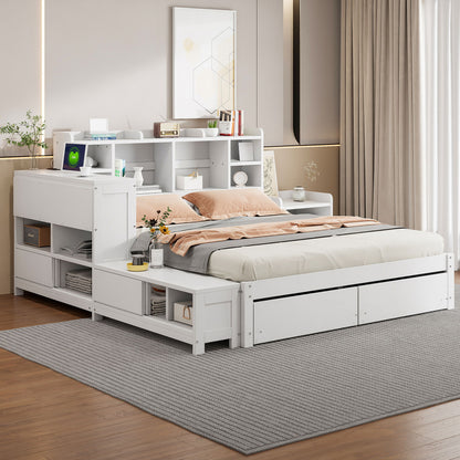 Platform Bed With Multi Functional Storage Space, Nightstand, 2 Drawers, USB Ports And Desk - The Sleep Loft - Online Mattress Showroom NYC