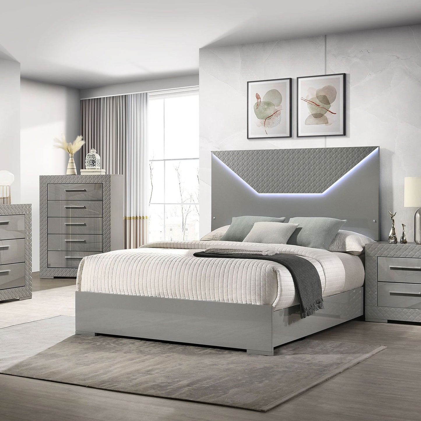 Pierce - Panel Bed LED Headboard