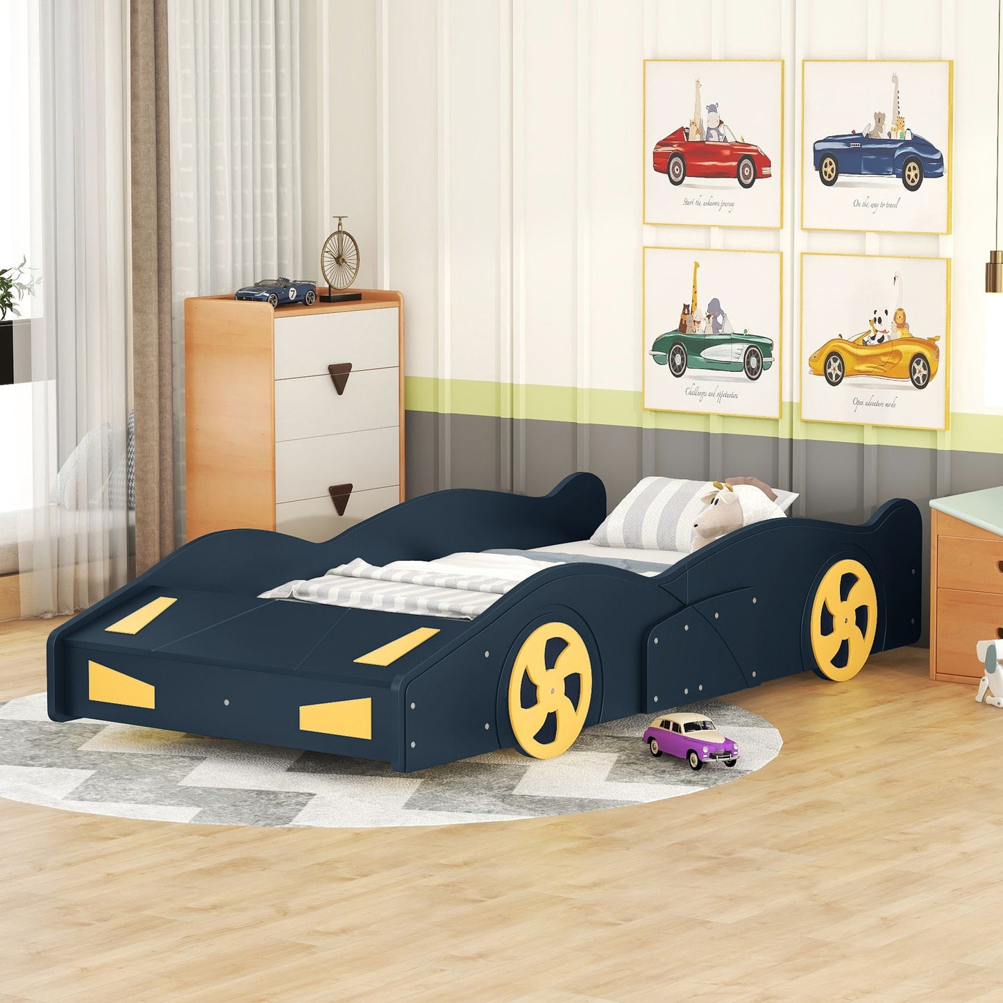Race Car Shaped Platform Bed With Wheels And Storage - The Sleep Loft - Online Mattress Showroom NYC
