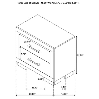 Copper - 2 Drawer Rectangular Nightstand - The Sleep Loft - Online Mattress Showroom NYC