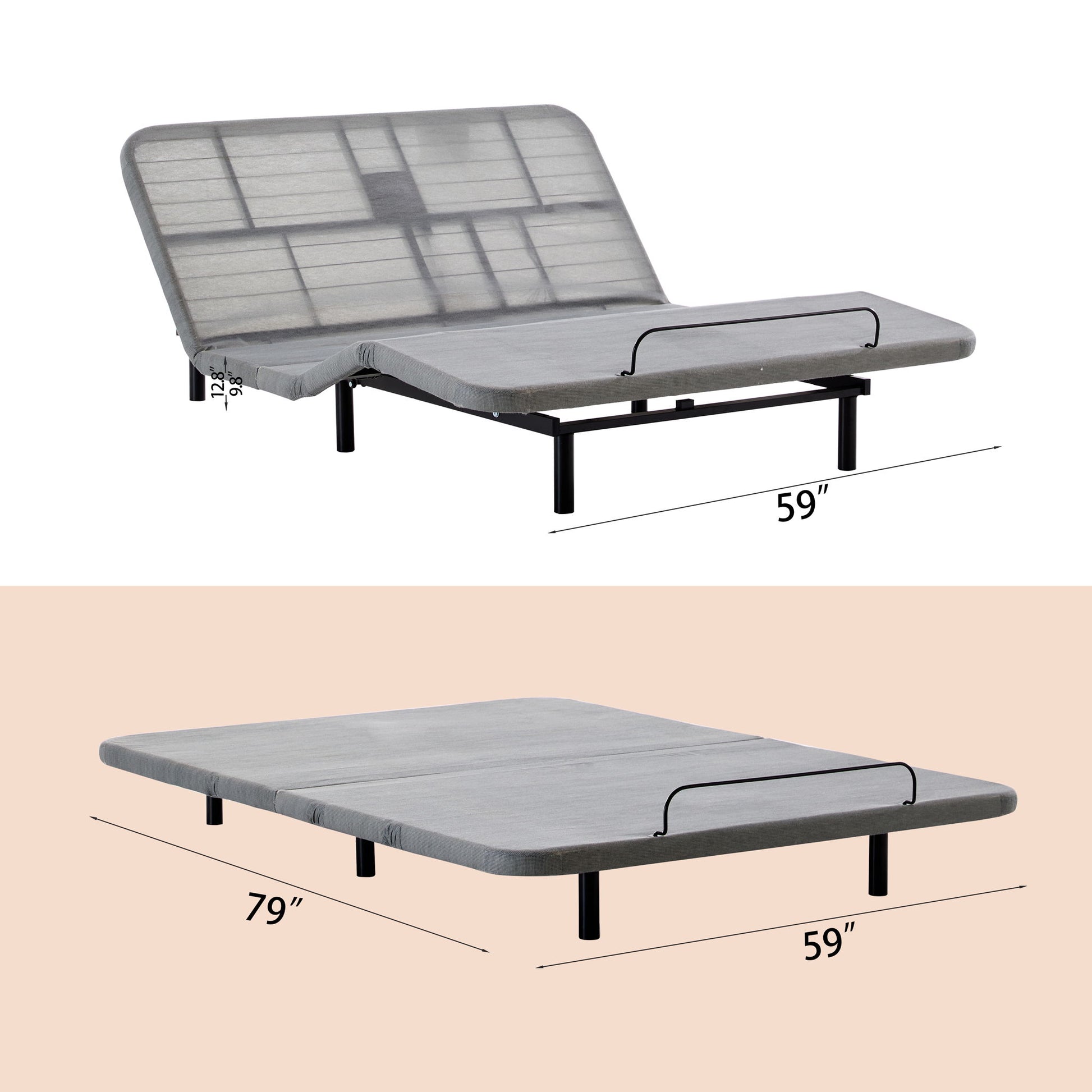 Caron - Queen Size Upholstered Wingback Bed With Adjustable Base Bundle Set - Ivory - The Sleep Loft - Online Mattress Showroom NYC