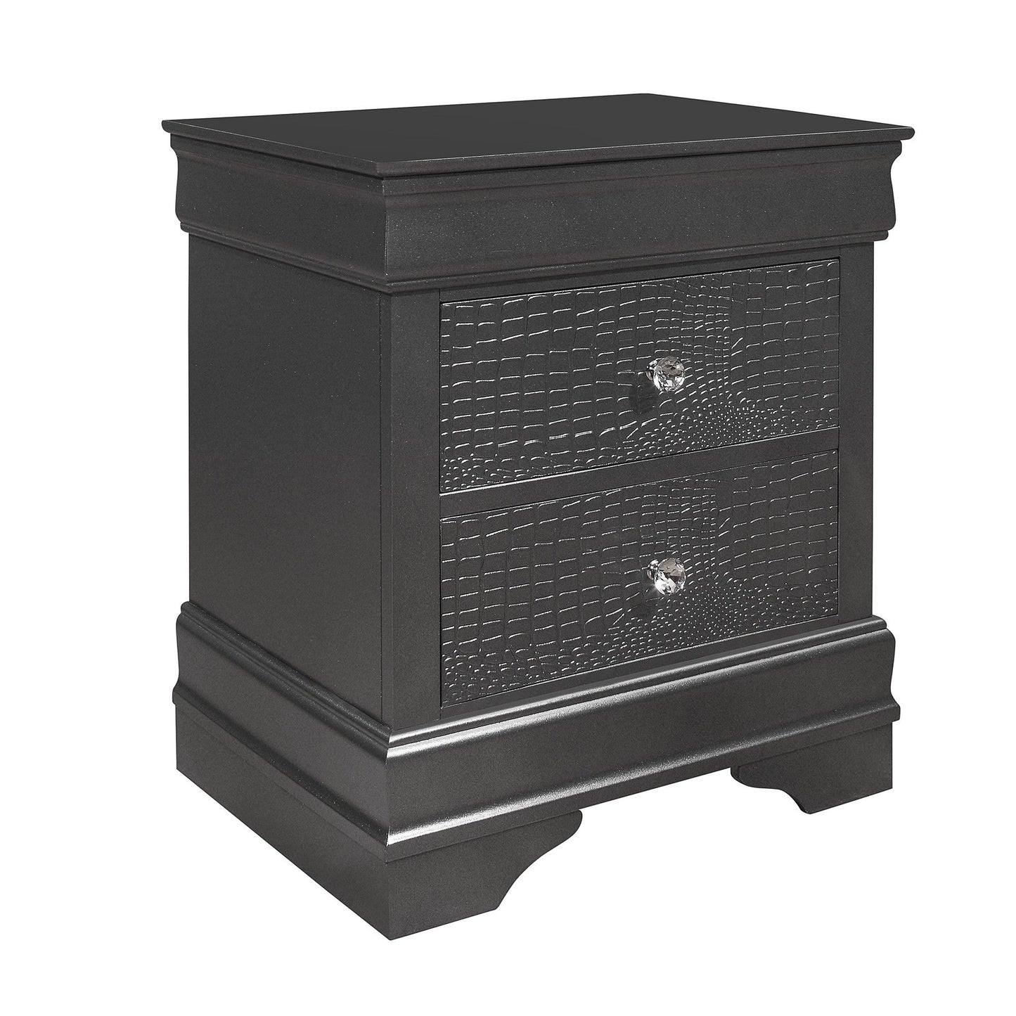Shaker - Crocodile Metallic Nightstand - The Sleep Loft - Online Mattress Showroom NYC
