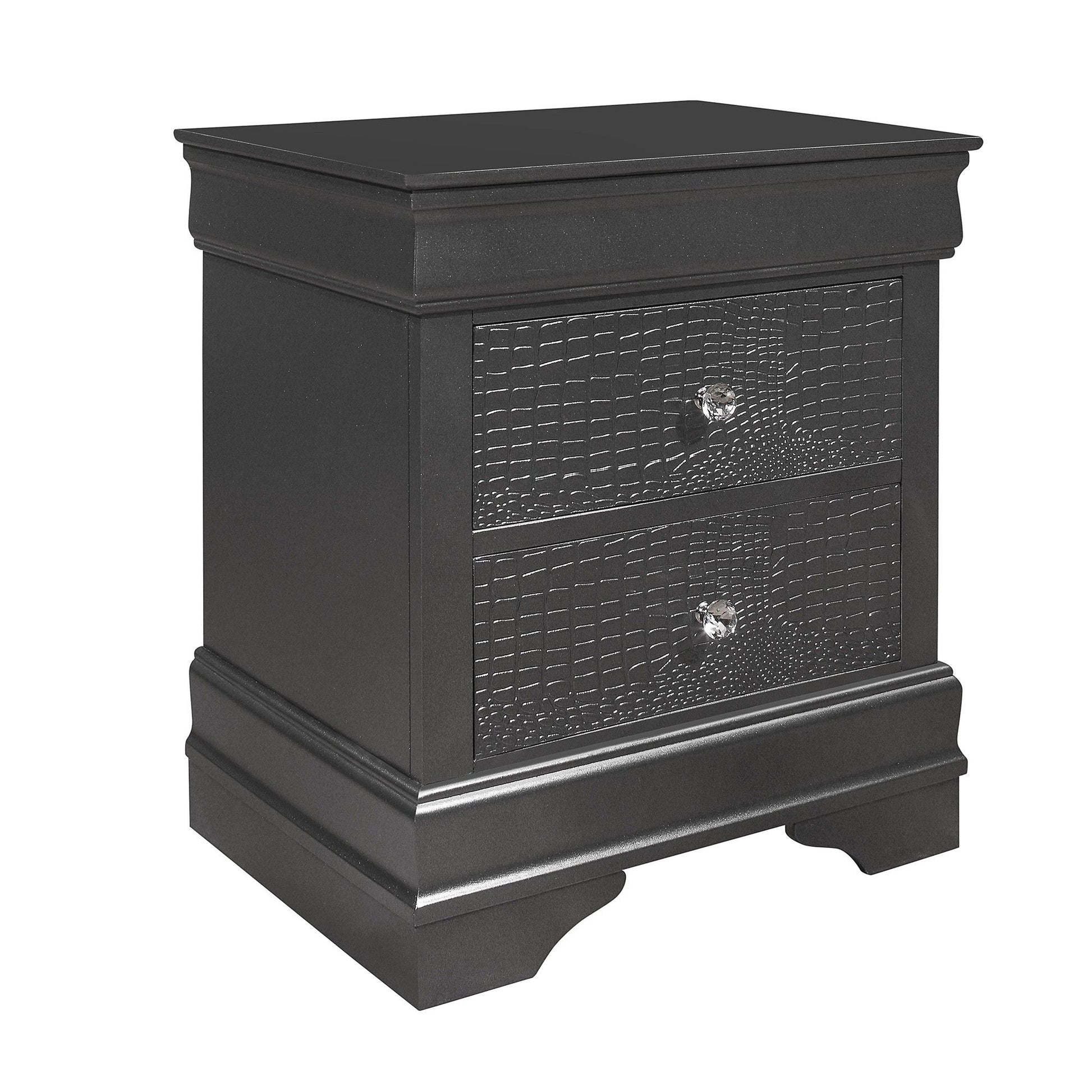 Shaker - Crocodile Metallic Nightstand - The Sleep Loft - Online Mattress Showroom NYC