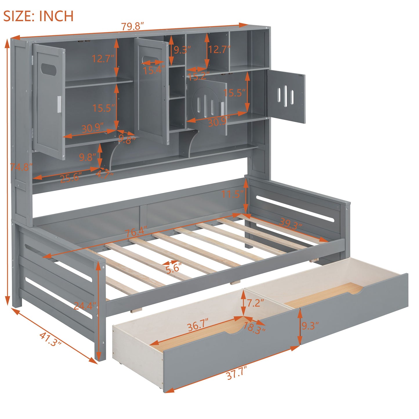 Daybed With All-In-One Cabinet And Shelf - The Sleep Loft - Online Mattress Showroom NYC