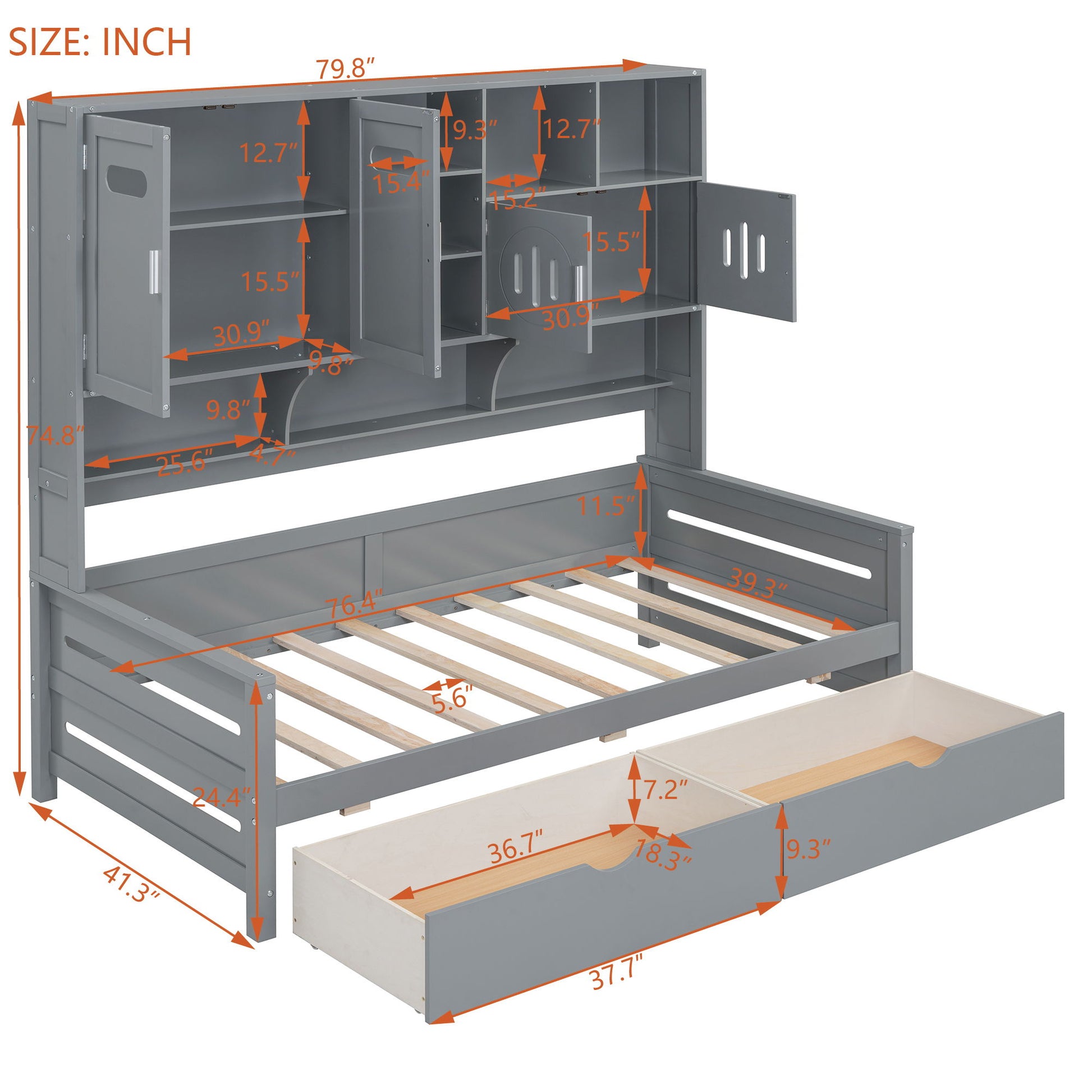 Daybed With All-In-One Cabinet And Shelf - The Sleep Loft - Online Mattress Showroom NYC