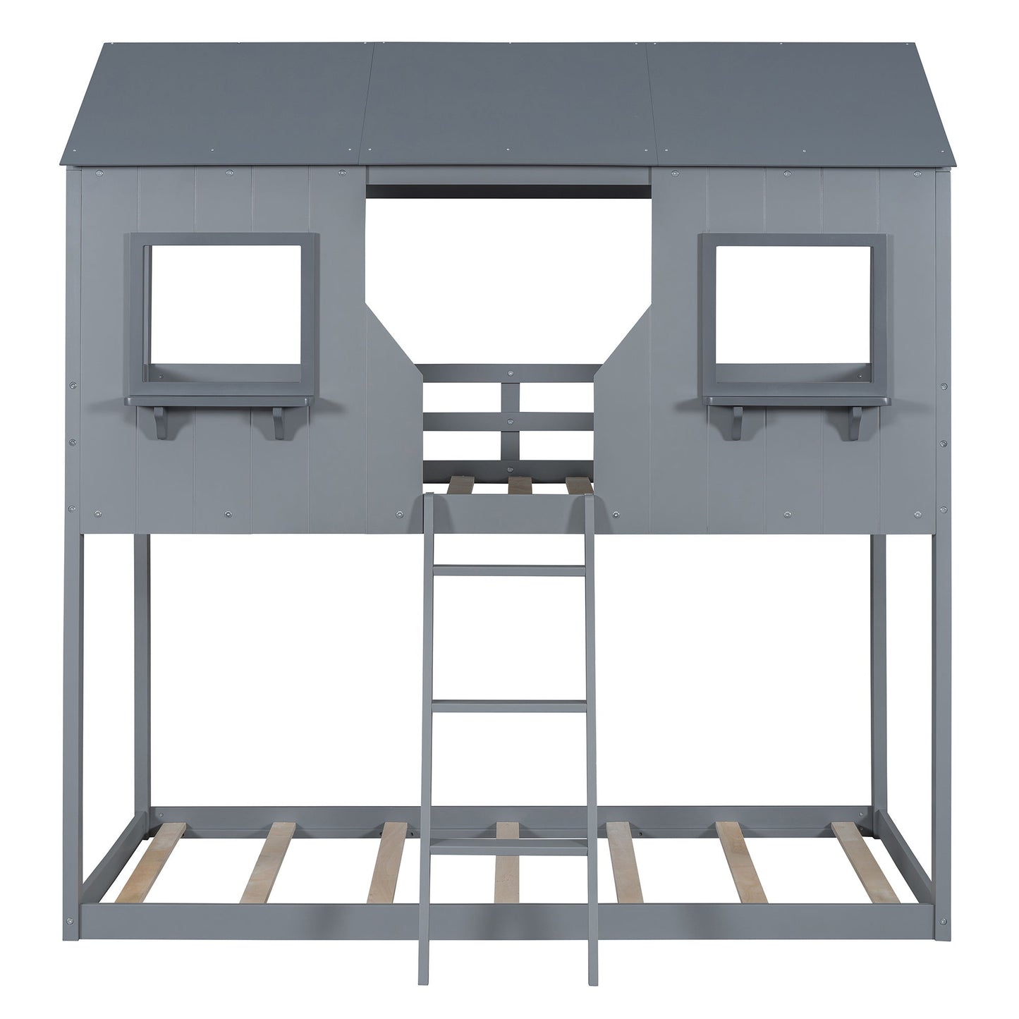 Twin Over Twin Bunk Bed With Roof, Window, Guardrail, Ladder - The Sleep Loft - Online Mattress Showroom NYC