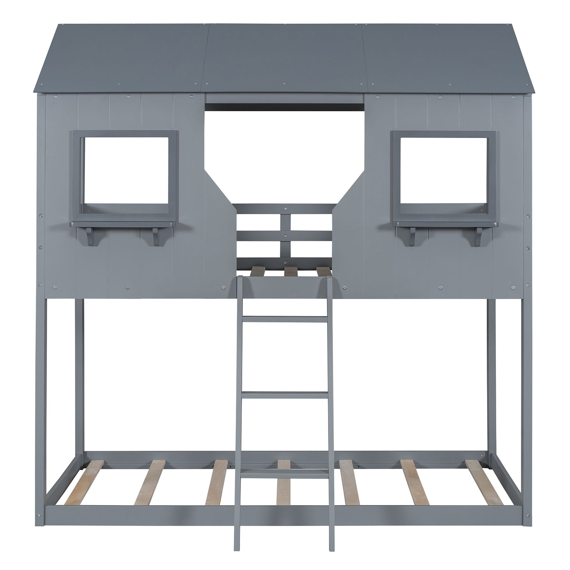 Twin Over Twin Bunk Bed With Roof, Window, Guardrail, Ladder - The Sleep Loft - Online Mattress Showroom NYC