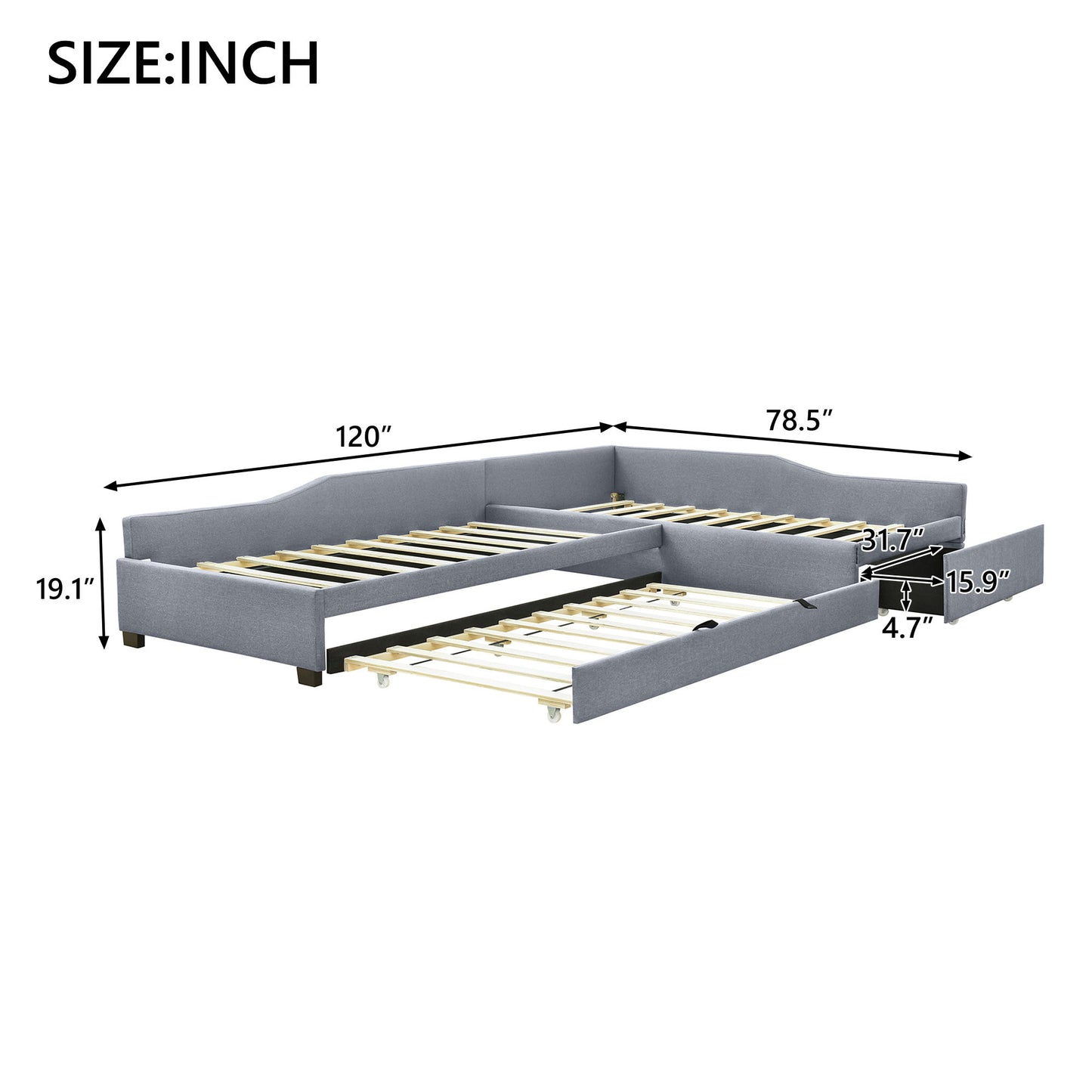 Upholstered Double Daybed With Trundle And Drawer - The Sleep Loft - Online Mattress Showroom NYC