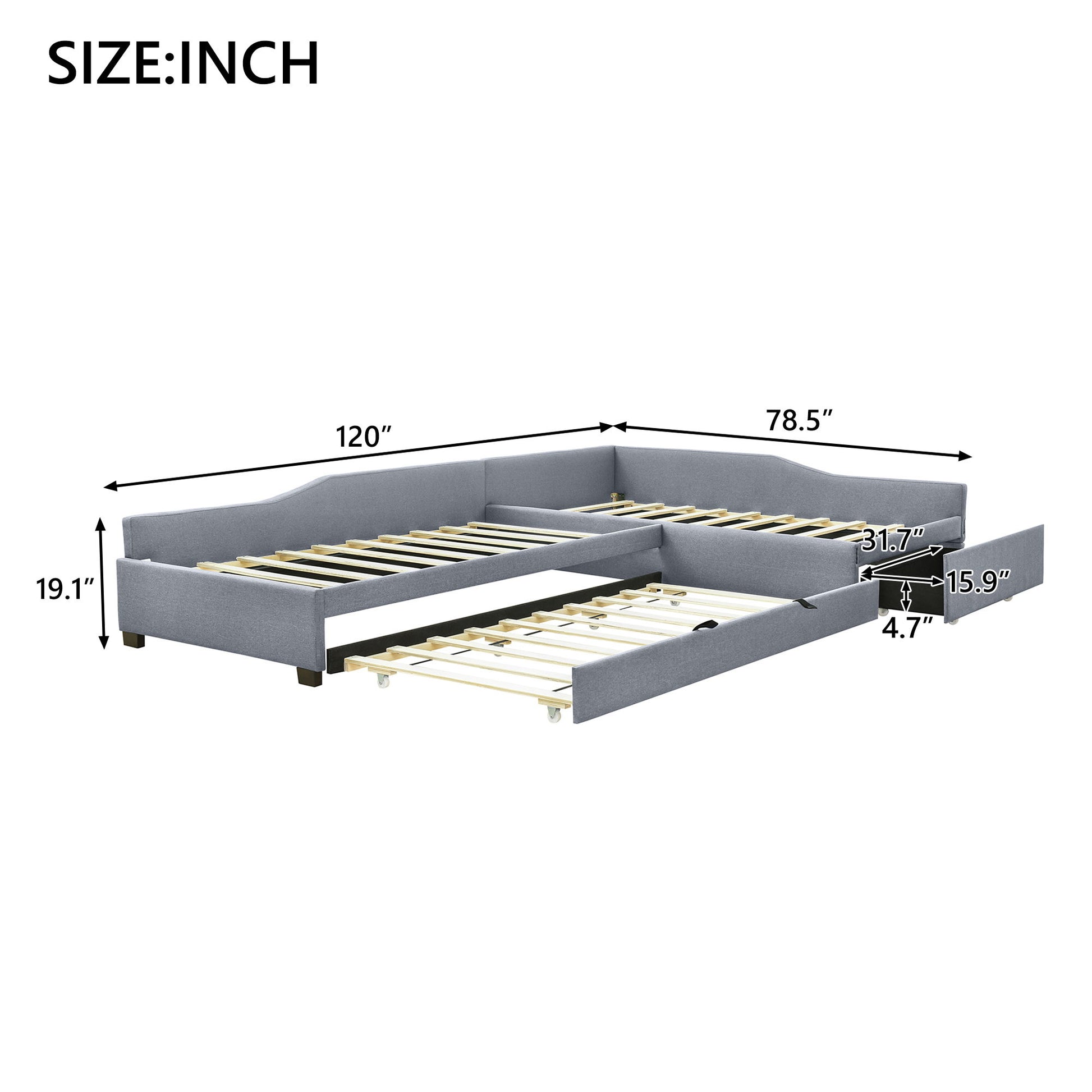 Upholstered Double Daybed With Trundle And Drawer - The Sleep Loft - Online Mattress Showroom NYC