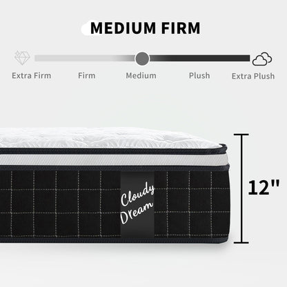 12" Hybrid Mattress With Individual Pocket Spring, Comortable Memory Foam - The Sleep Loft - Online Mattress Showroom NYC