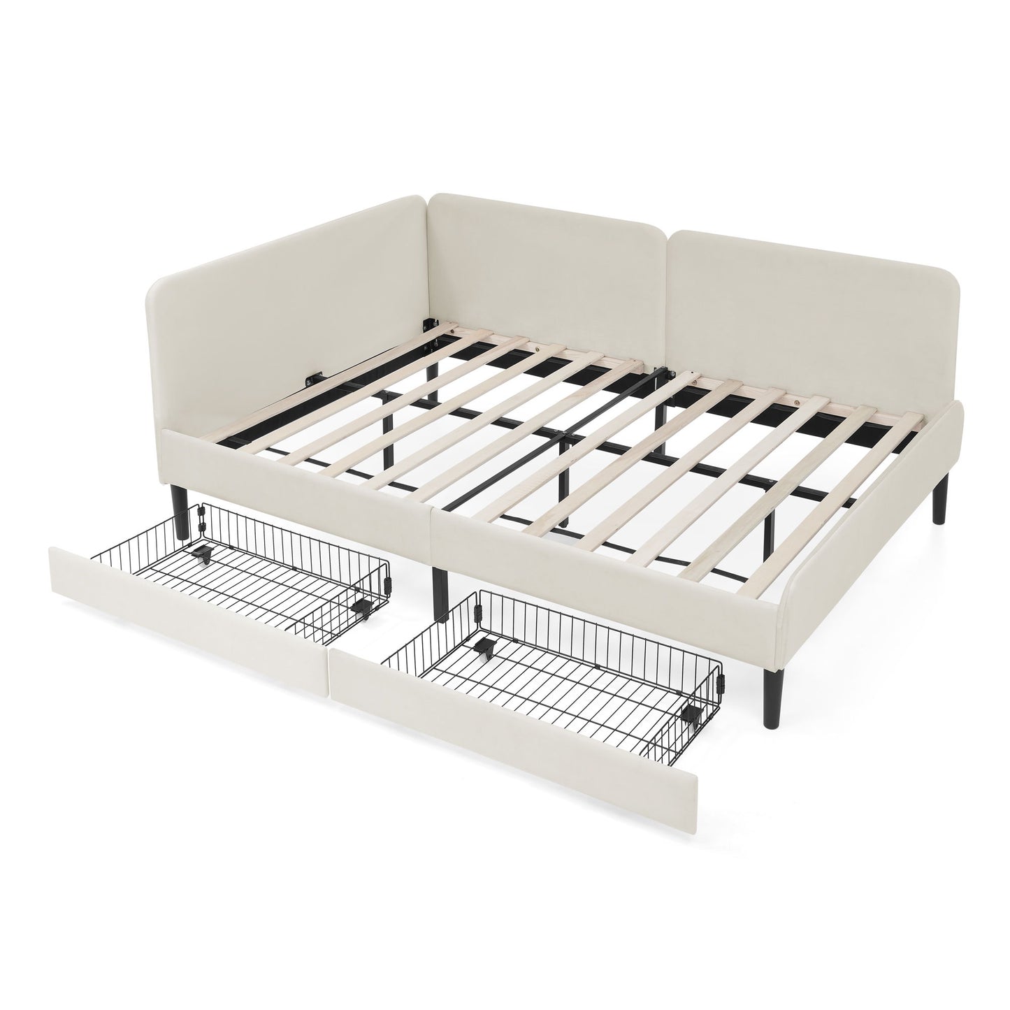 Upholstered Platform Bed Frame With 2 Storage Drawers And Adjustable Sofa Bed - The Sleep Loft - Online Mattress Showroom NYC