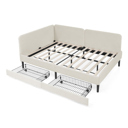 Upholstered Platform Bed Frame With 2 Storage Drawers And Adjustable Sofa Bed - The Sleep Loft - Online Mattress Showroom NYC