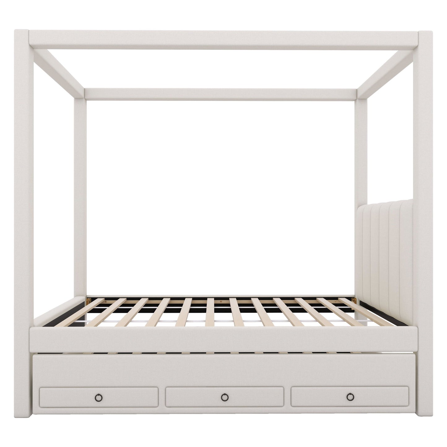 Upholstery Canopy Platform Bed With Trundle And Three Storage Drawers - The Sleep Loft - Online Mattress Showroom NYC