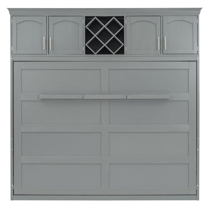 Murphy Wall Bed With Top Cabinets & Wine Rack - The Sleep Loft - Online Mattress Showroom NYC