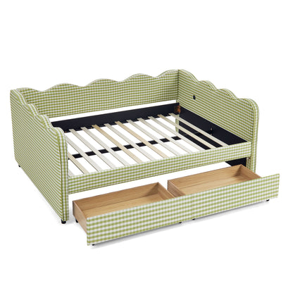 Gingham Daybed With USB Charging Port, Wave-Shaped Design - The Sleep Loft - Online Mattress Showroom NYC