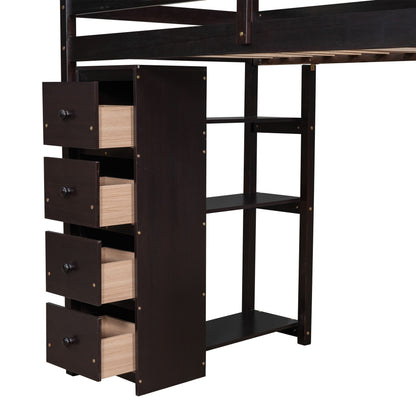 Loft Bed With Storage Drawers, Desk And Stairs With Shelves - The Sleep Loft - Online Mattress Showroom NYC
