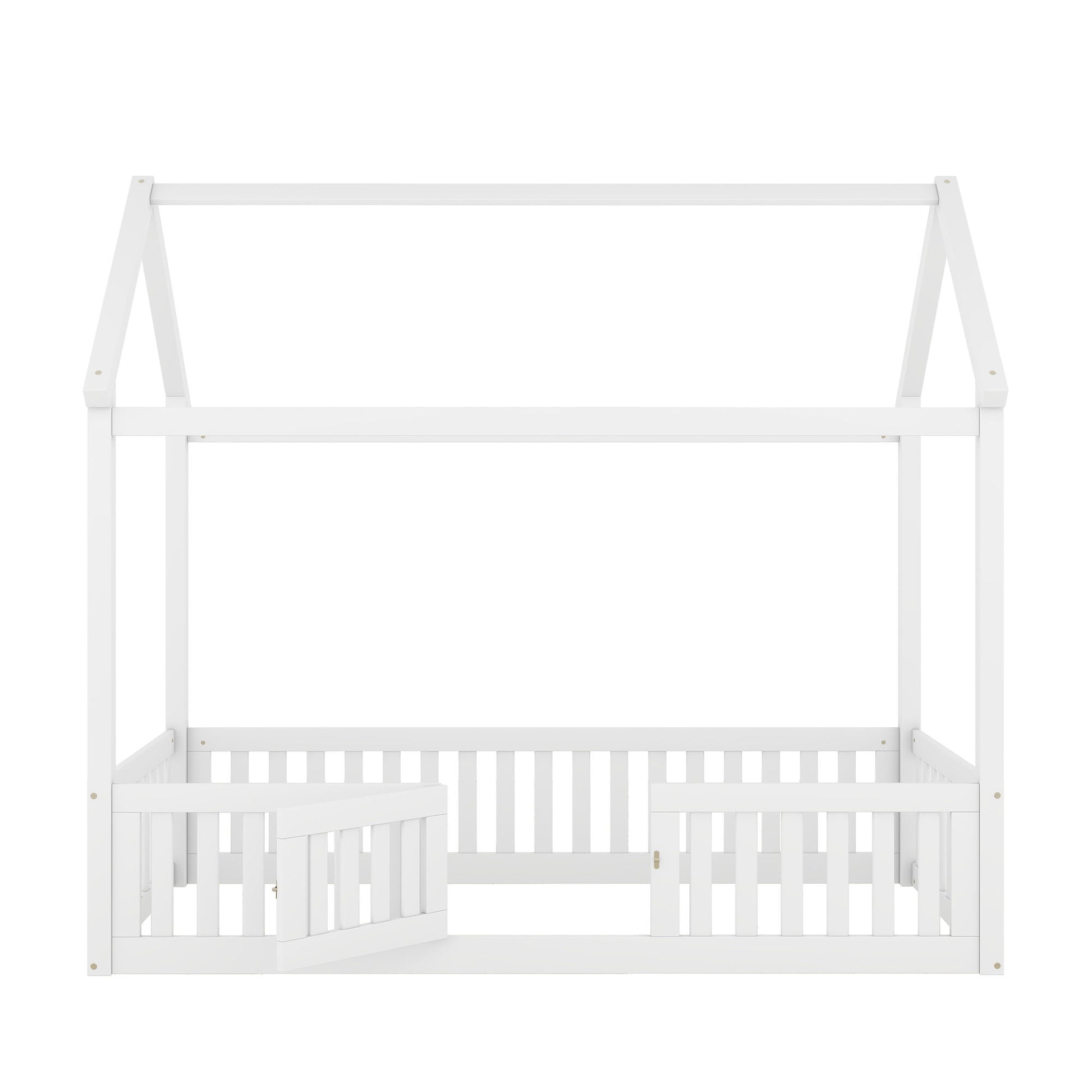Wood House Bed With Fence And Door - The Sleep Loft - Online Mattress Showroom NYC